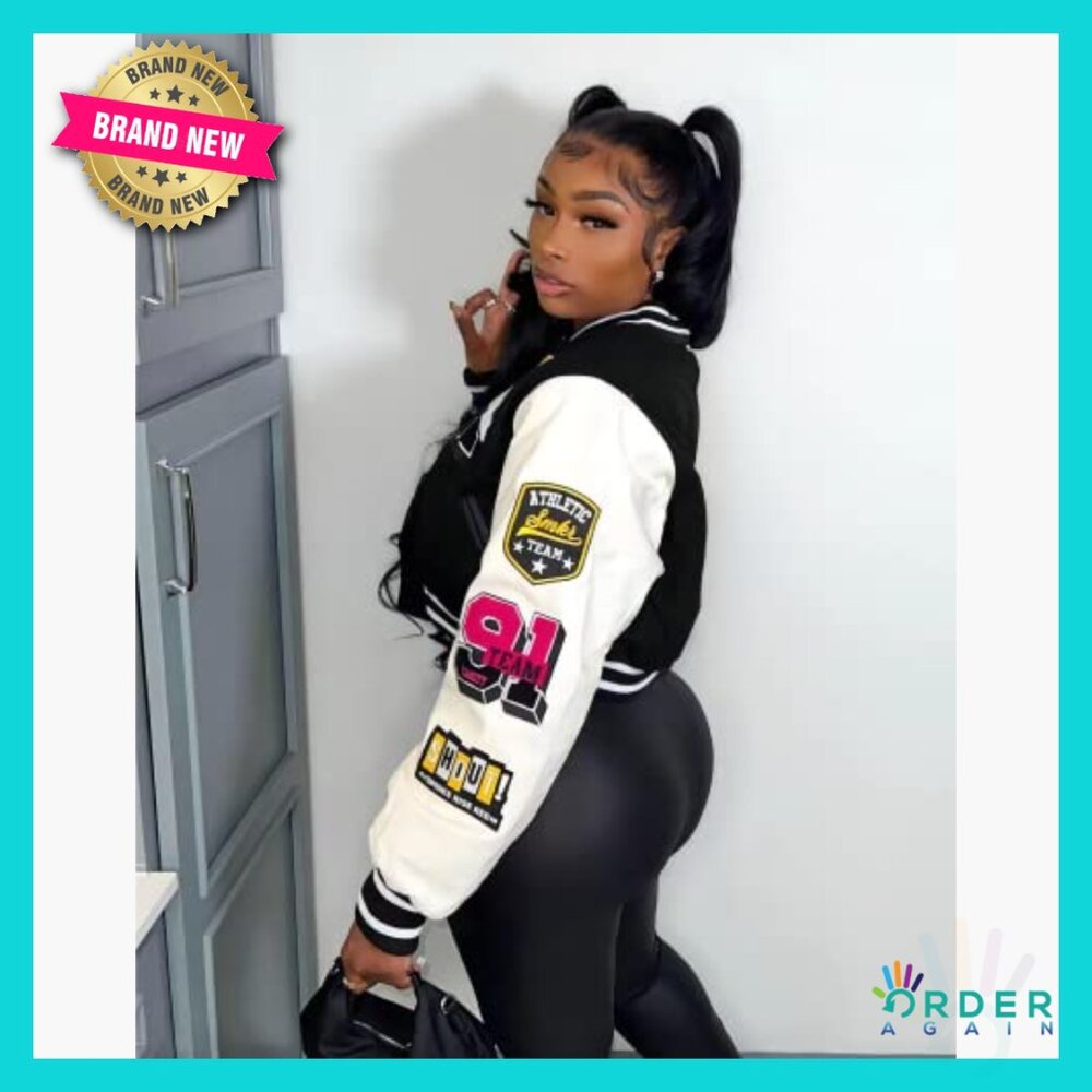 Varsity Jacket Windbreaker Button Down Casual Lig… - image 2